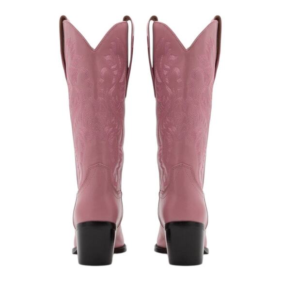 Jeffrey Campbell Dagget Rose Pink Cowboy Western Boot 8.5 Leather Block Heel - Picture 5 of 16